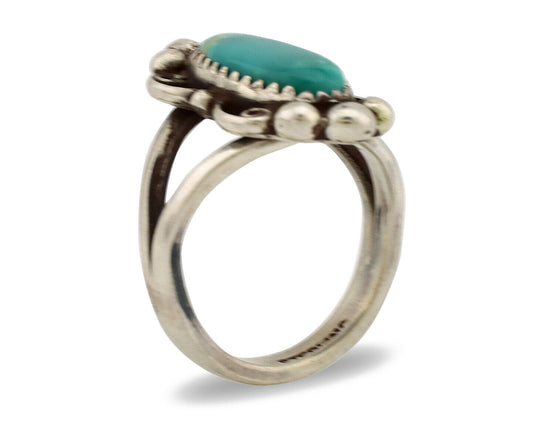 Navajo Ring .925 Silver Natural Turquoise Native American Artist C.1980's