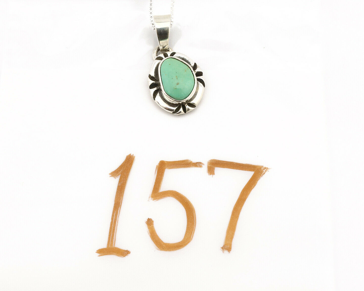 Navajo Necklace .925 Silver Kingman Turquoise Signed Gecko C.1980's