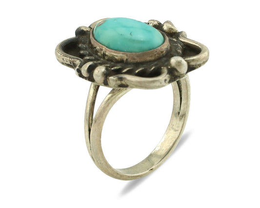 Navajo Ring .925 Silver Natural Turquoise Native American Artist C.80's