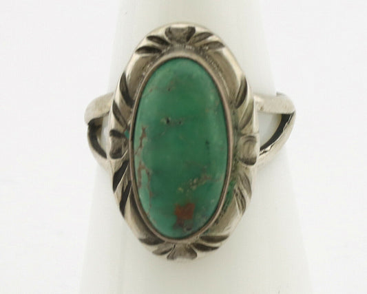 Navajo Ring .925 Silver Kingman Turquoise Native Artist Signed C.80's