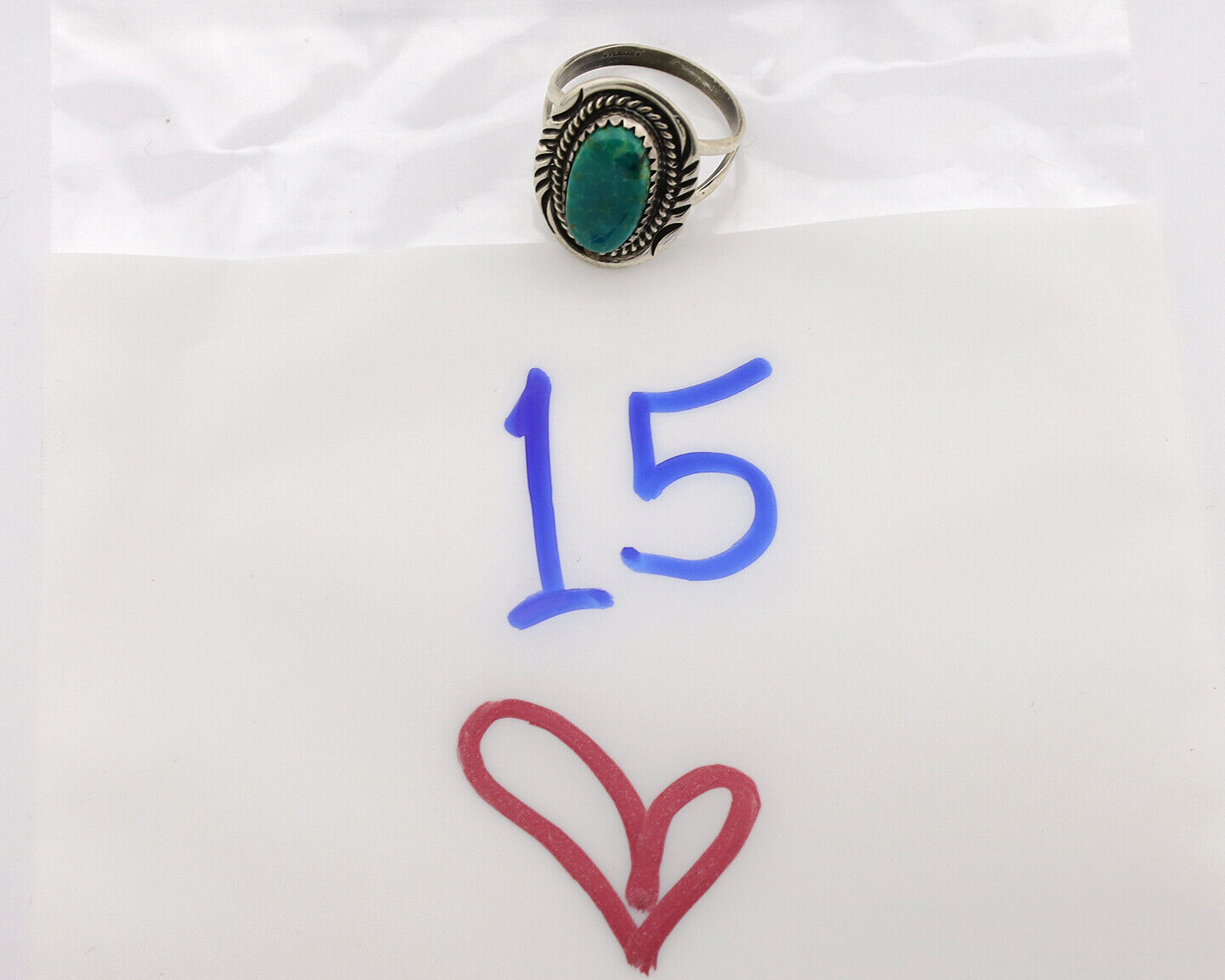 Navajo Ring .925 Silver Nevada Turquoise Native American Artist C.1980's