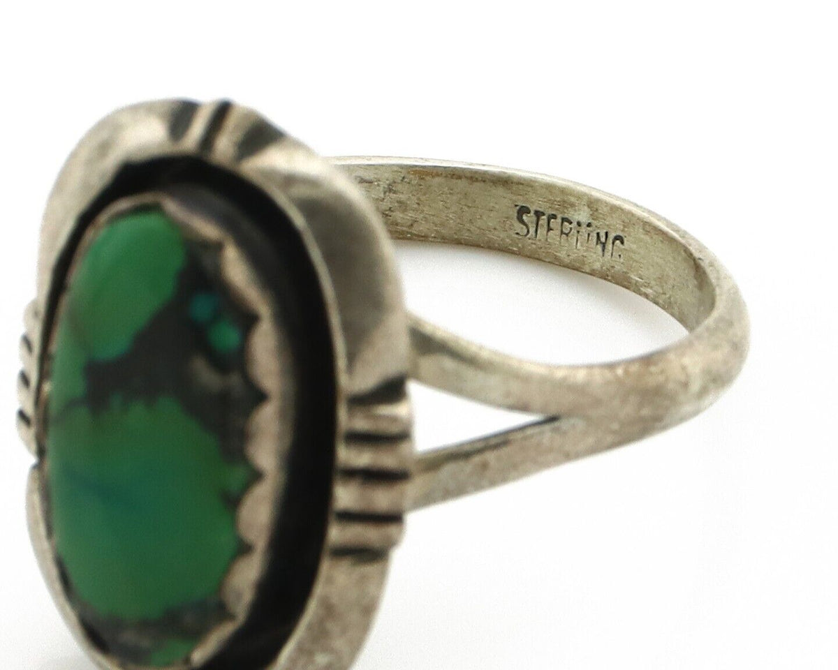 Navajo Ring 925 Silver Natural Aqua Turquoise Native American Artist C.80's