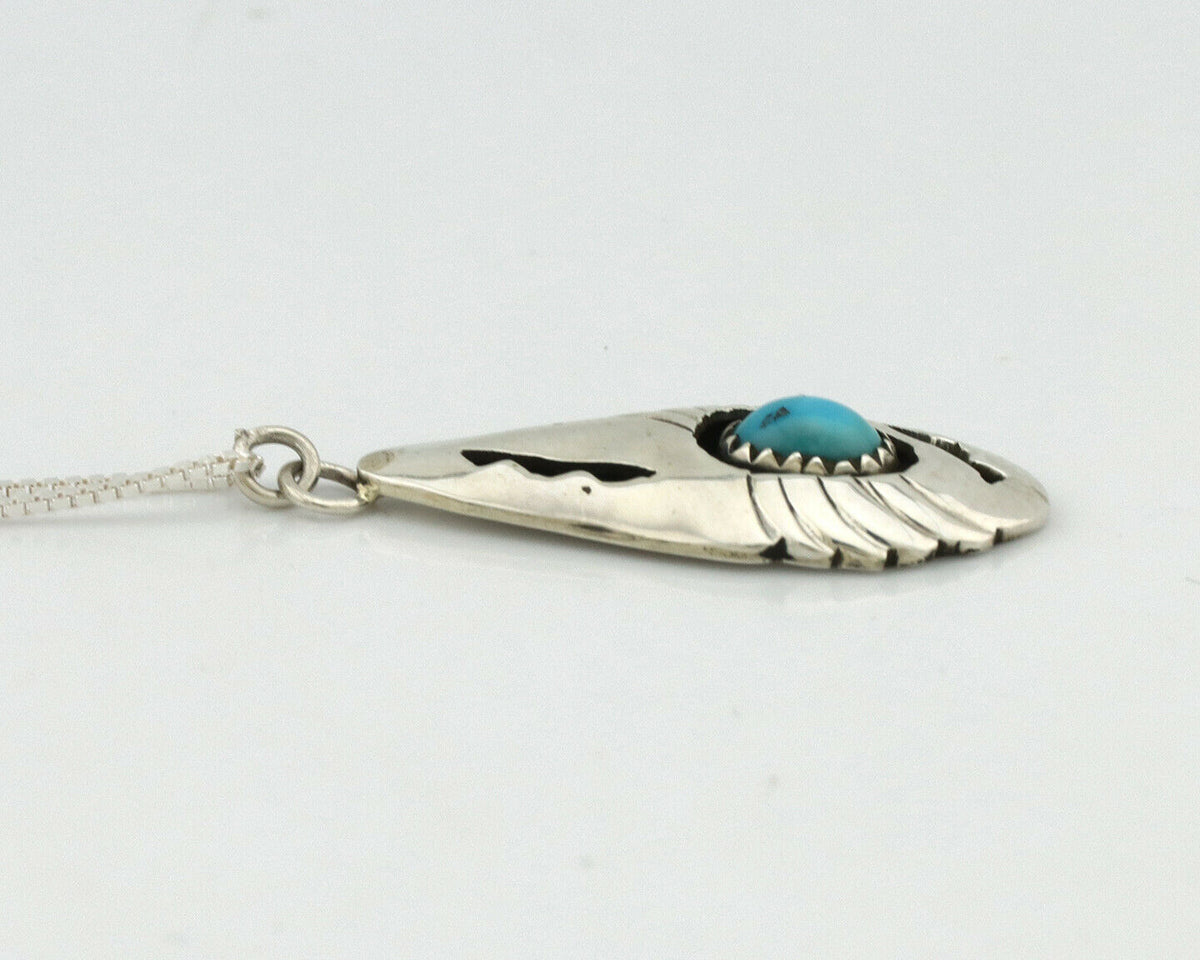 Navajo Pendant .925 Silver Blue Turquoise Native American C.80's