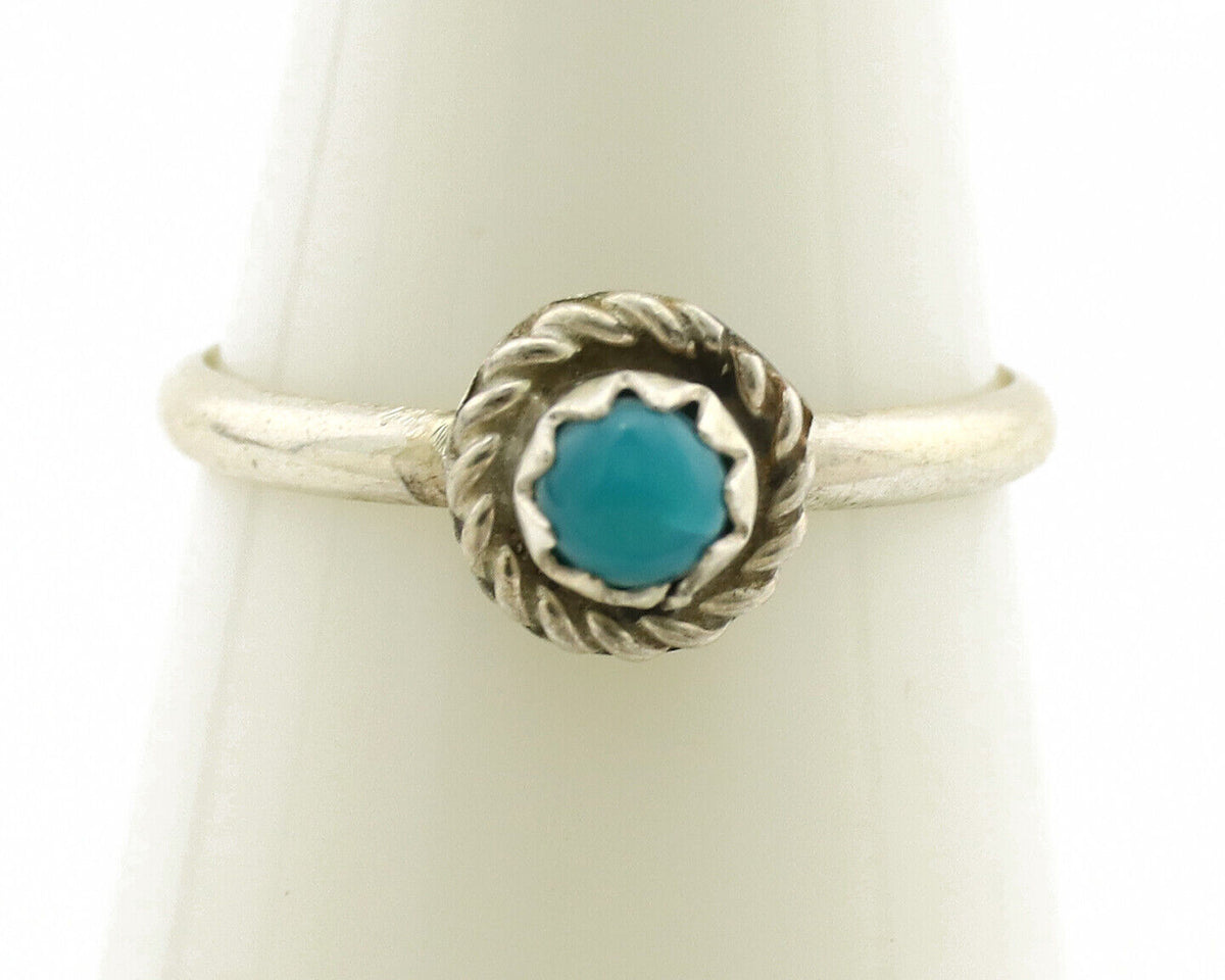 Navajo Ring .925 Silver Blue Turquoise Size 2.50 Native Artist C.1980s
