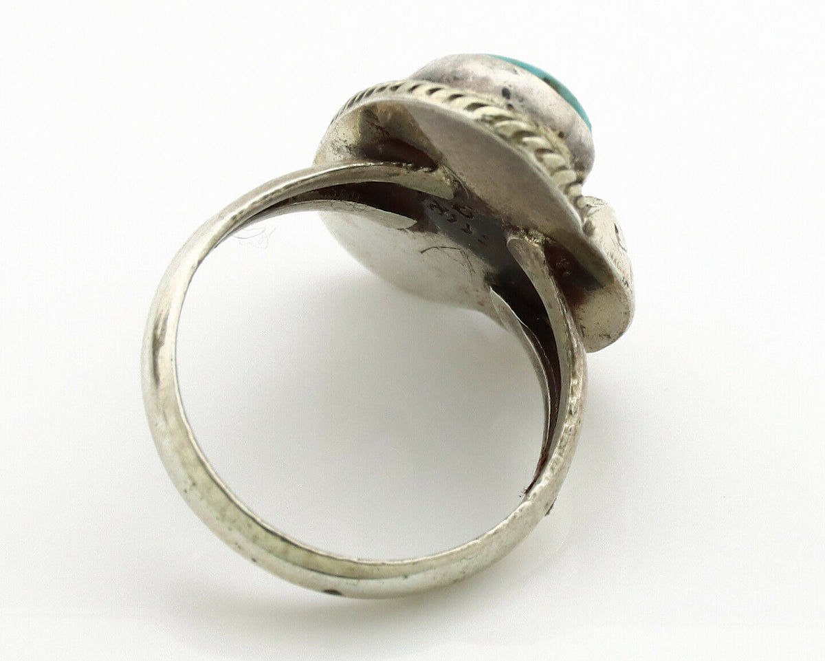 Navajo Ring .925 Silver Blue Turquoise Native American Artist C.1980's