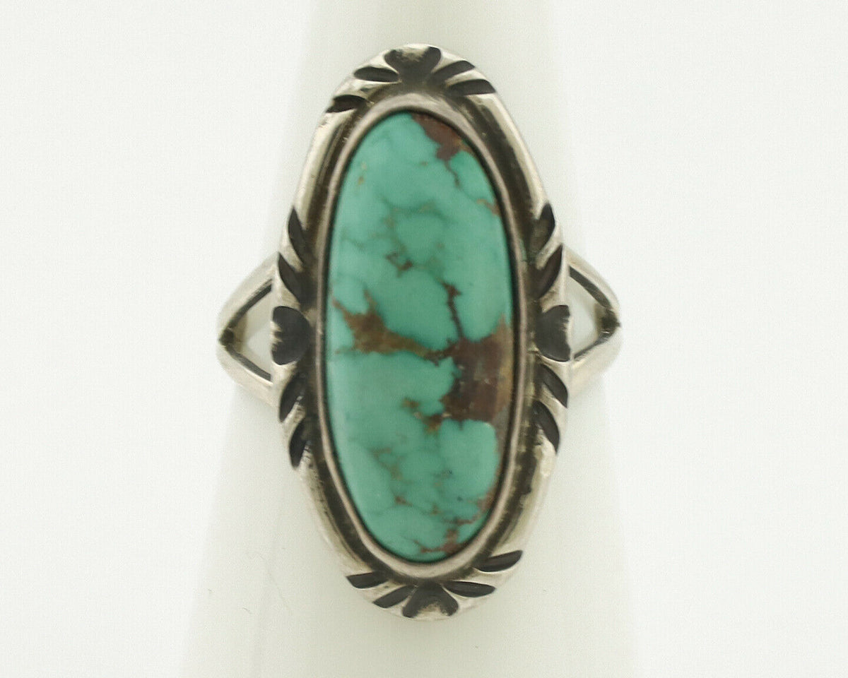 Navajo Ring .925 Silver Natural Turquoise Artist Signed Native American C.80's