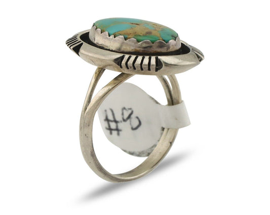 Navajo Ring .925 Silver Blue Gem Turquoise Native American Artist C.80's