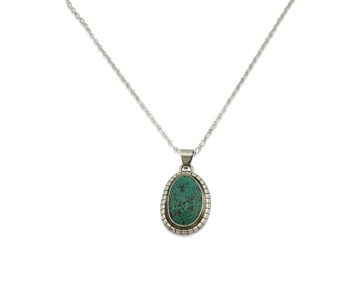 Navajo Pendant .925 Silver Spiderweb Turquoise Native American C.80's