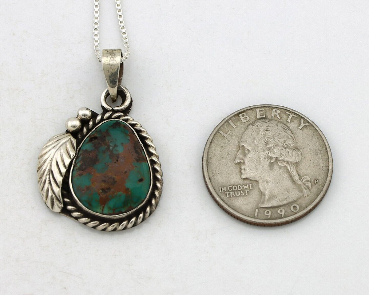 Navajo Necklace 925 Silver Damele Turquoise Native American Artist Signed C.80's