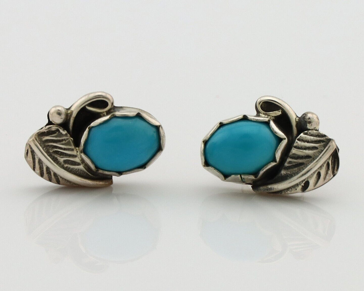 Navajo Earrings 925 Silver Natural Mined Turquoise Native American Artist C.80's
