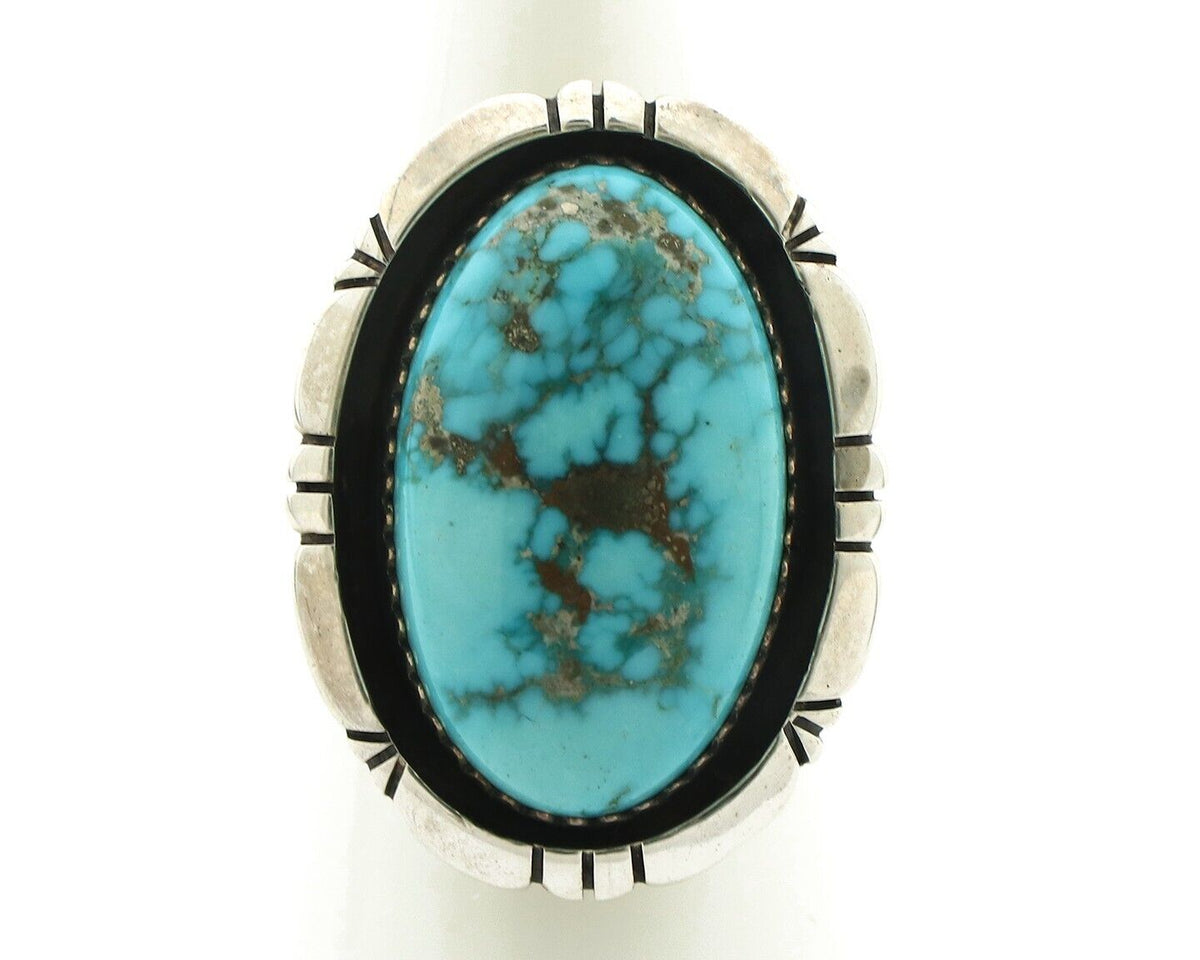 Navajo Ring 925 Silver Morenci Turquoise Artist Signed M Thompson C.80's