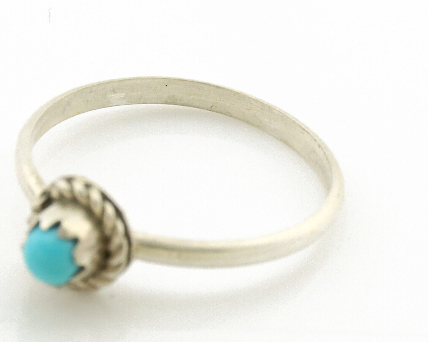 Navajo Ring .925 Silver Blue Turquoise Size 4.75 Native Artist C.1980s