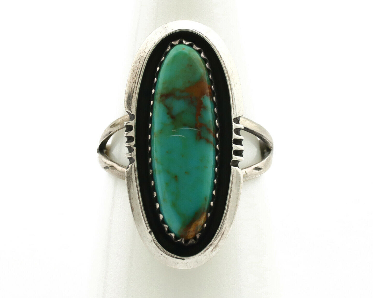 Navajo Ring .925 Silver Turquoise Mountain Native American C.80's