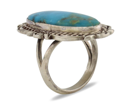 Navajo Ring 925 Silver Blue Turquoise Native Artist Signed Billy Eagle C.80s