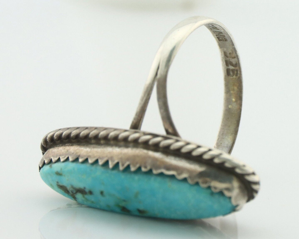 Navajo Handmade Ring .925 Silver Southwest Turquoise Native Artist C.80's