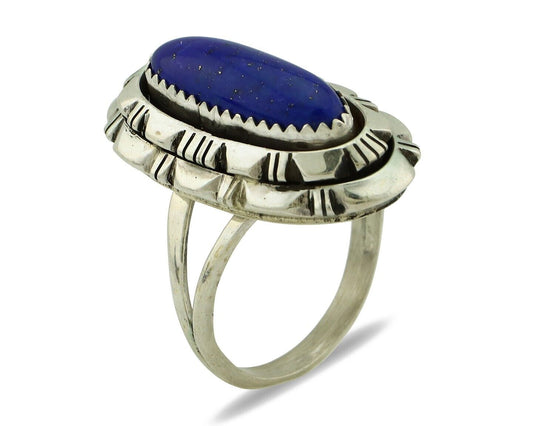 Navajo Handmade Ring 925 Silver Natural Lapis Lazuli Artist Signed RMJ C.80's
