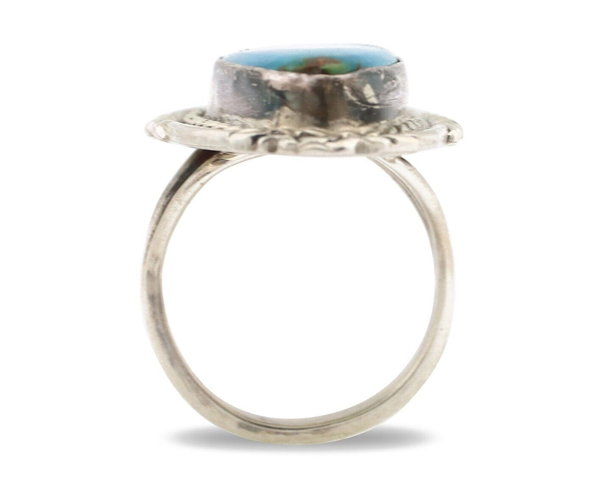 Navajo Ring 925 Silver Blue Turquoise Native Artist Signed Billy Eagle C.80s