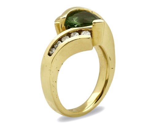 Women's Peridot Diamond Ring 18k SOLID Gold Engagement 2.6 tcw Size 5.5