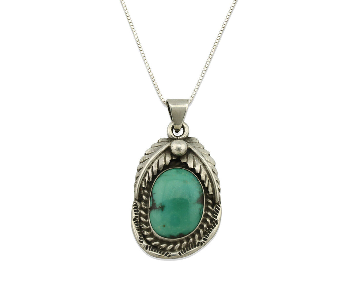Navajo Necklace .925 Silver Royston Turquoise Artist Signed Sunrise C.80's