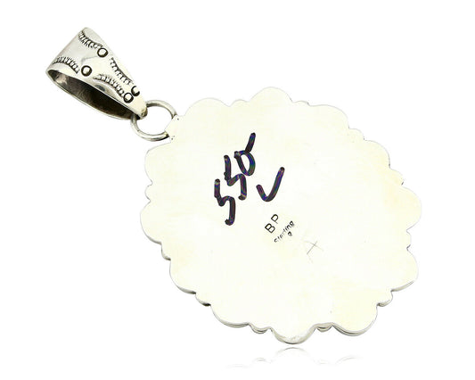 Navajo Pendant .925 Silver Natural Turquoise & Amethyst Signed Artist BP C.80's