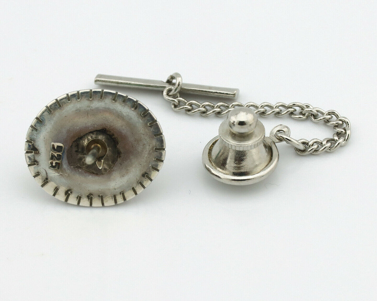 Navajo Tie Tack .925 Silver Royston Turquoise Native American Artist C.80's