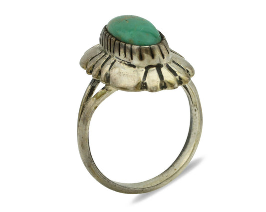 Navajo Ring .925 Silver Green Turquoise Signed M Montoya C.80's