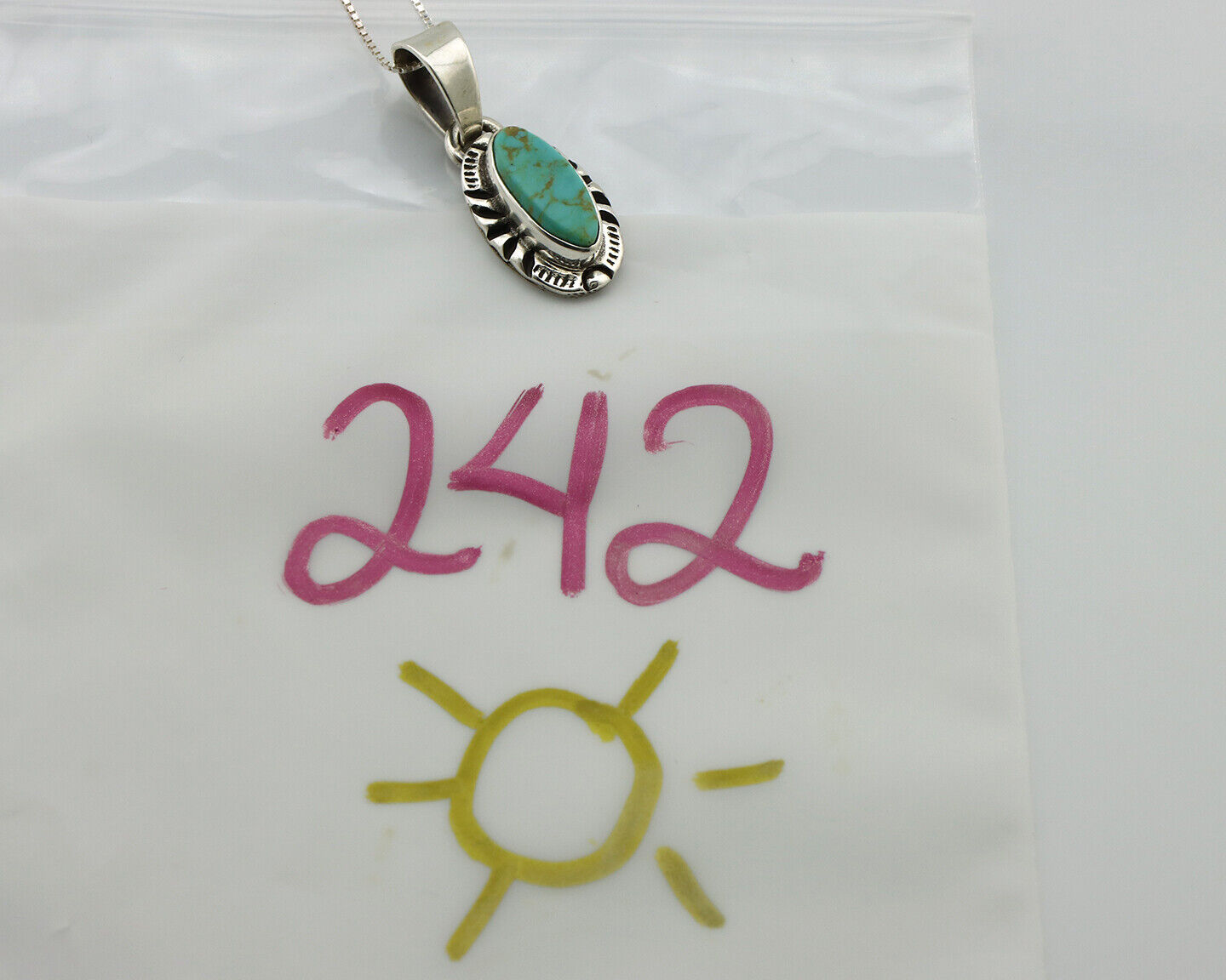 Navajo Necklace 925 Silver Kingman Turquoise Artist Signed Gecko C.80's