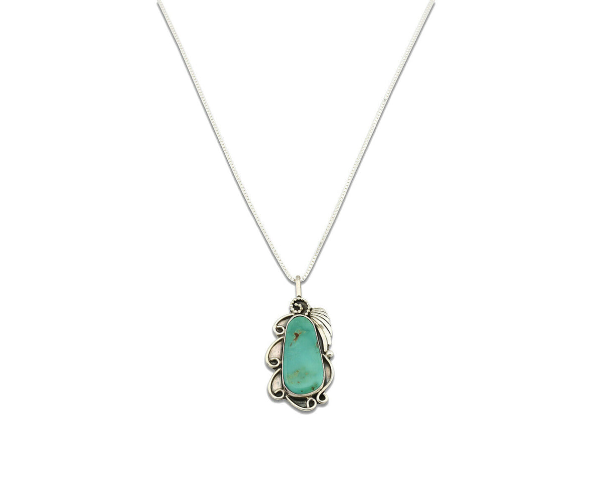 Navajo Necklace .925 Silver Kingman Turquoise Native Artist C.1980's