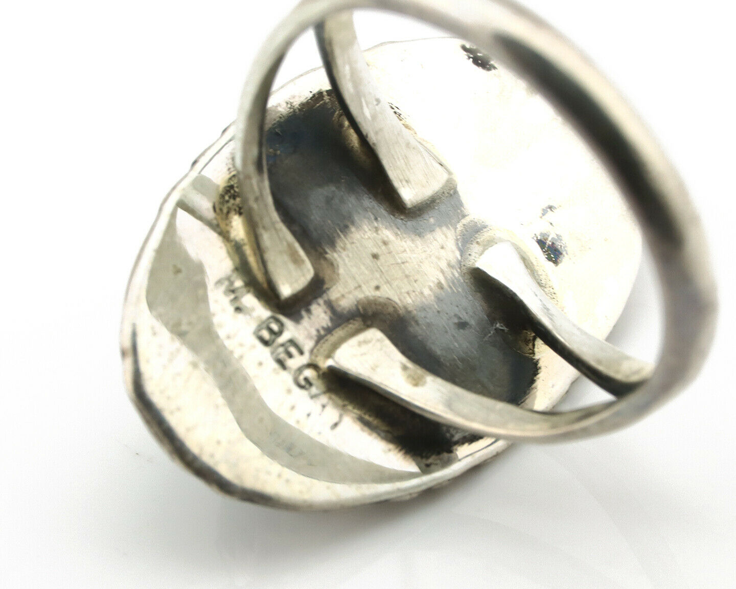 Navajo Ring .925 Silver Turquoise Mountain Signed M Begay C.80's
