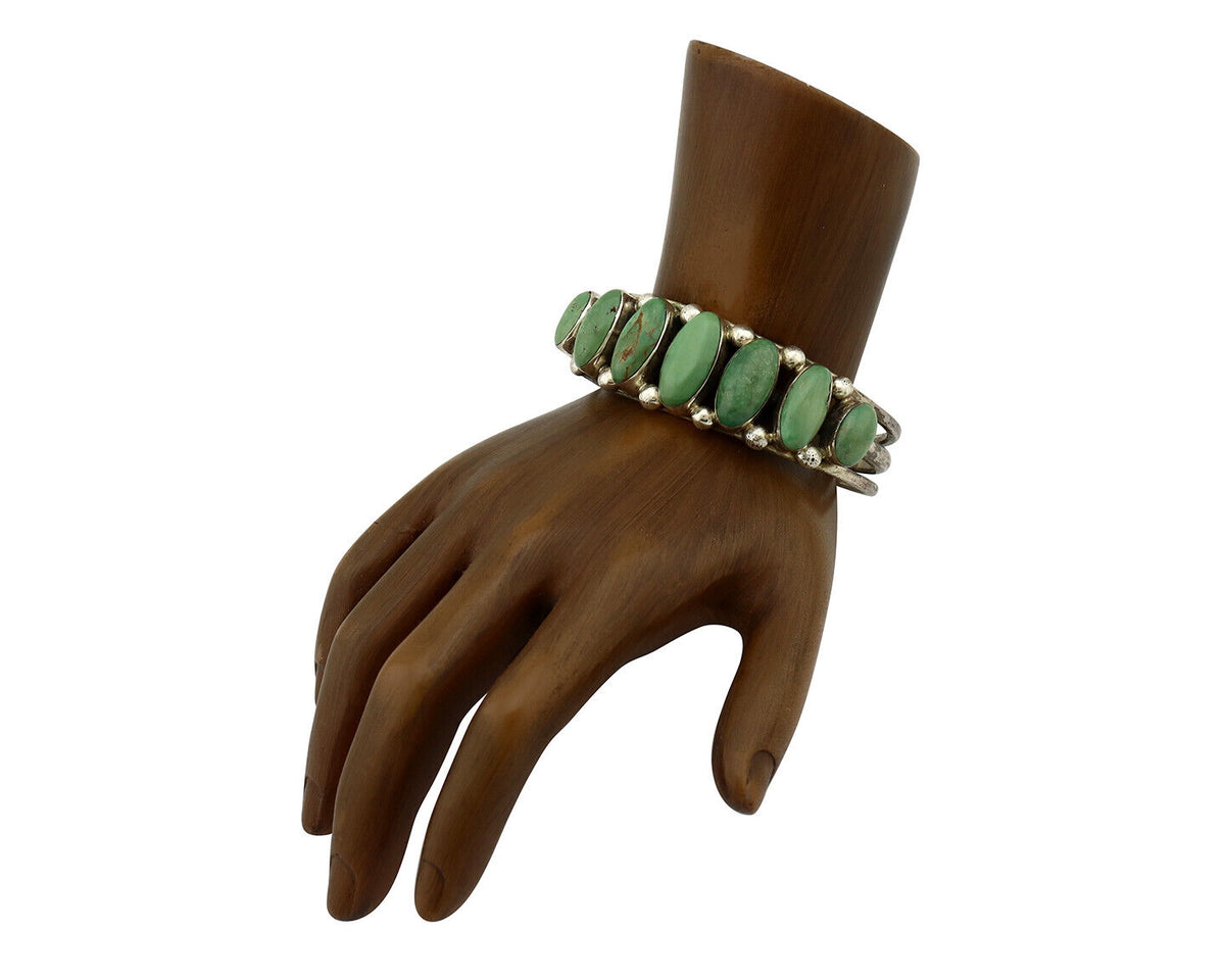 Women's Navajo .925 Silver Turquoise Mountain Signed Artist CW C.80's