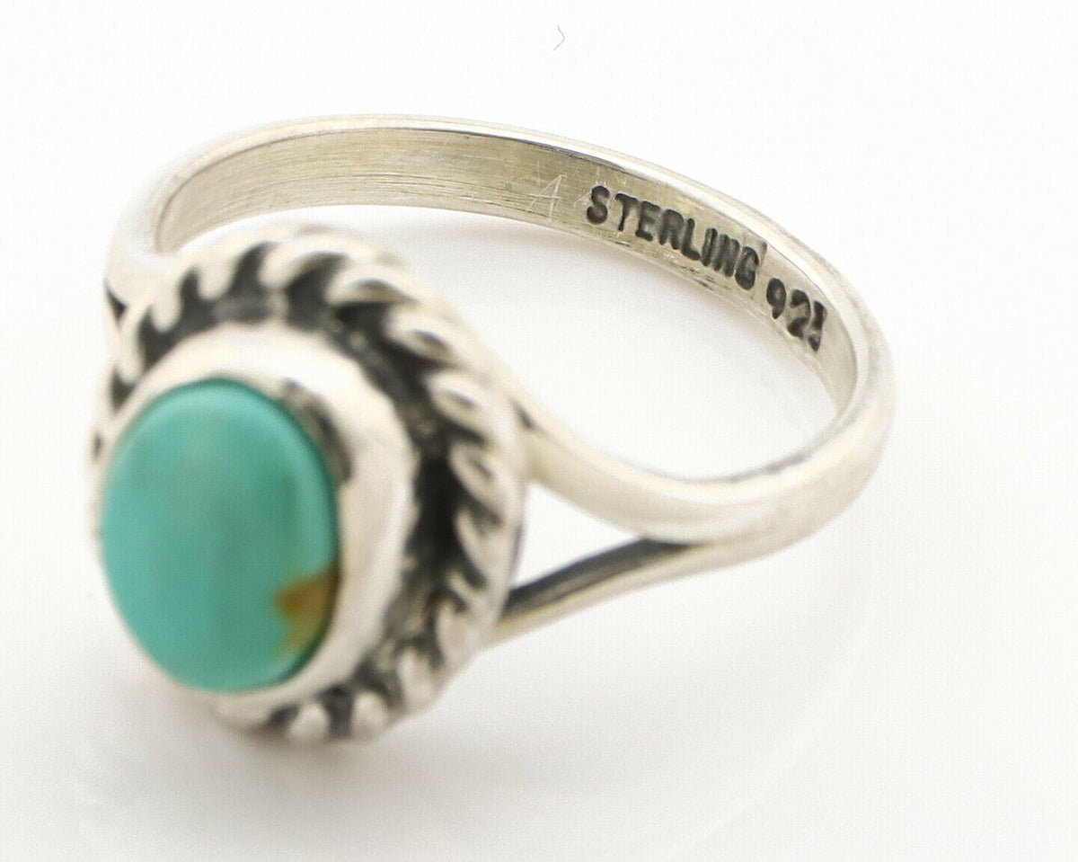 Navajo Ring .925 Silver Kingman Turquoise Artist Signed Gecko C.90's