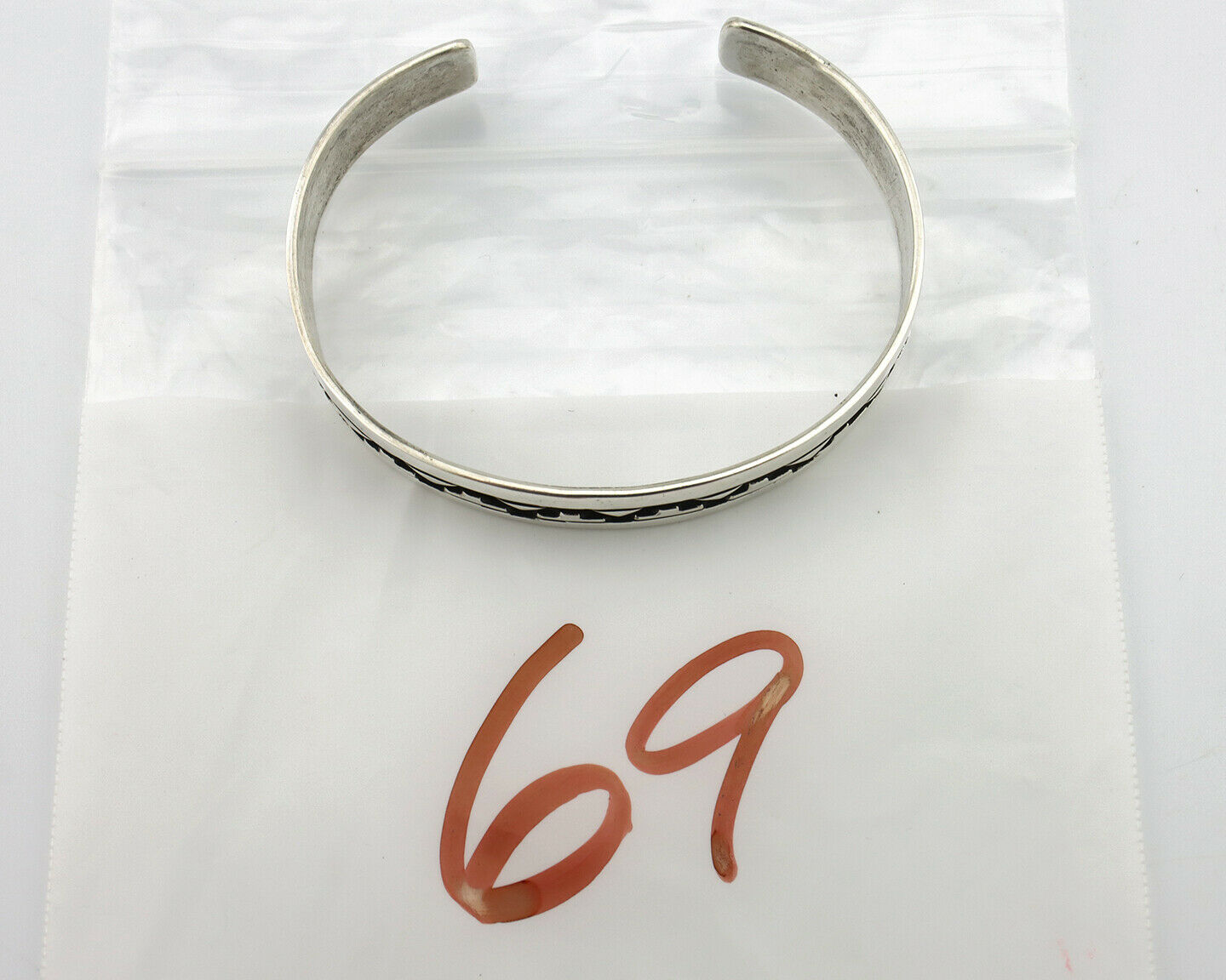 Navajo Bracelet .925 Silver Handmade Overlay Style Signed Tommy Billy Cuff C80s