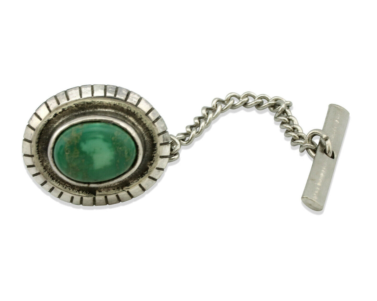 Navajo Tie Tack .925 Silver Royston Turquoise Native American Artist C.80's
