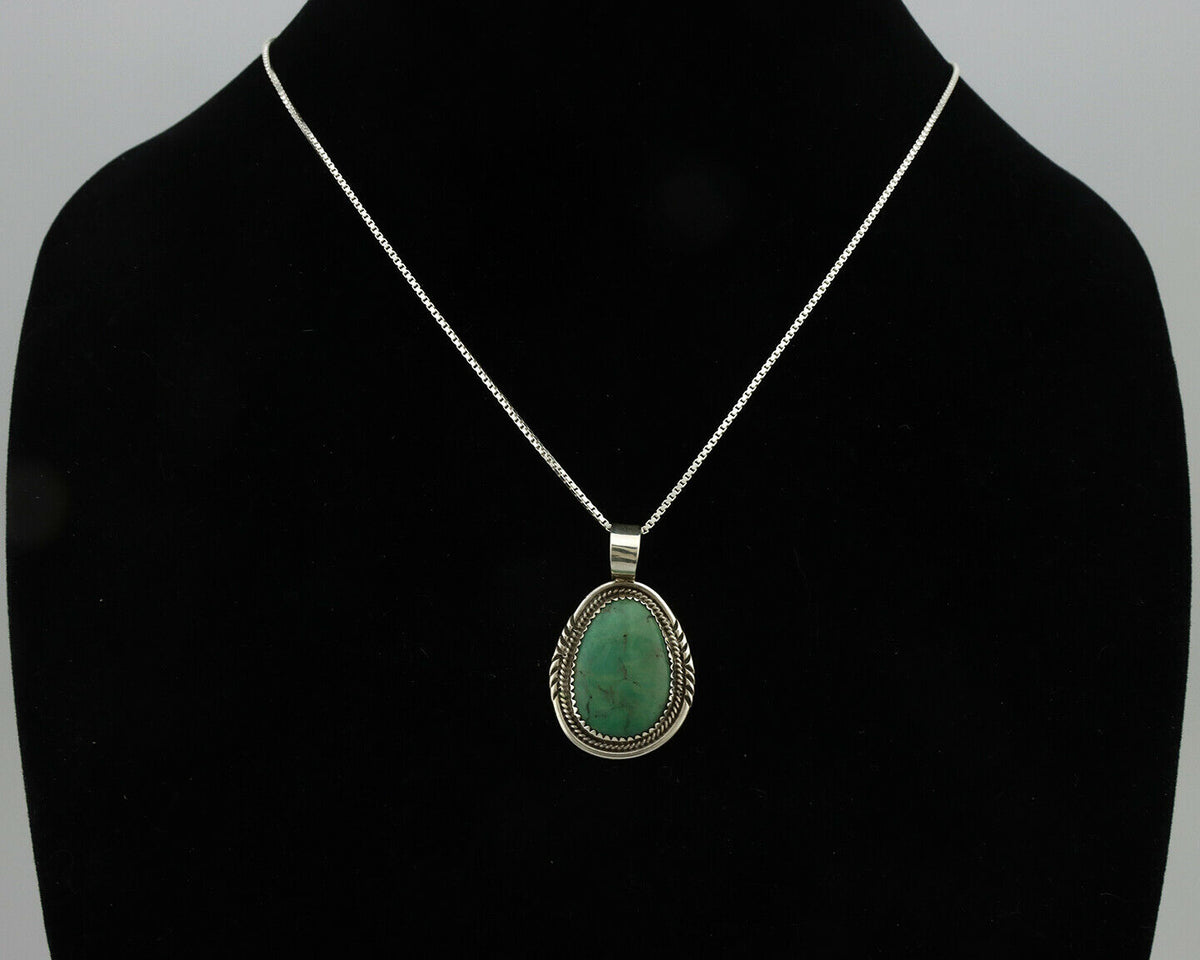 Navajo Pendant .925 Silver Kingman Turquoise Artist Signed AB C.80's