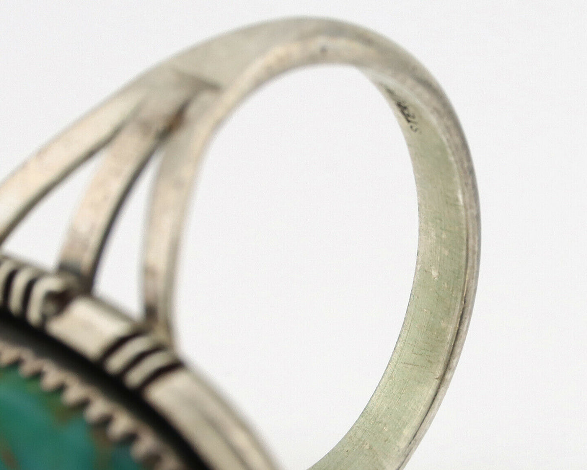 Navajo Ring .925 Silver Aqua Turquoise Native American Artist C.1980's