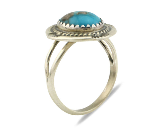 Navajo Ring .925 Silver Blue Southwest Turquoise Native Artist C.1980's