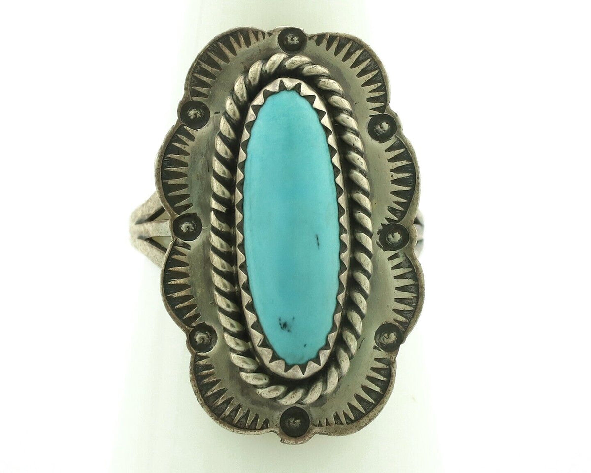 Navajo Ring 925 Silver Turquoise Native American Artist C.80's