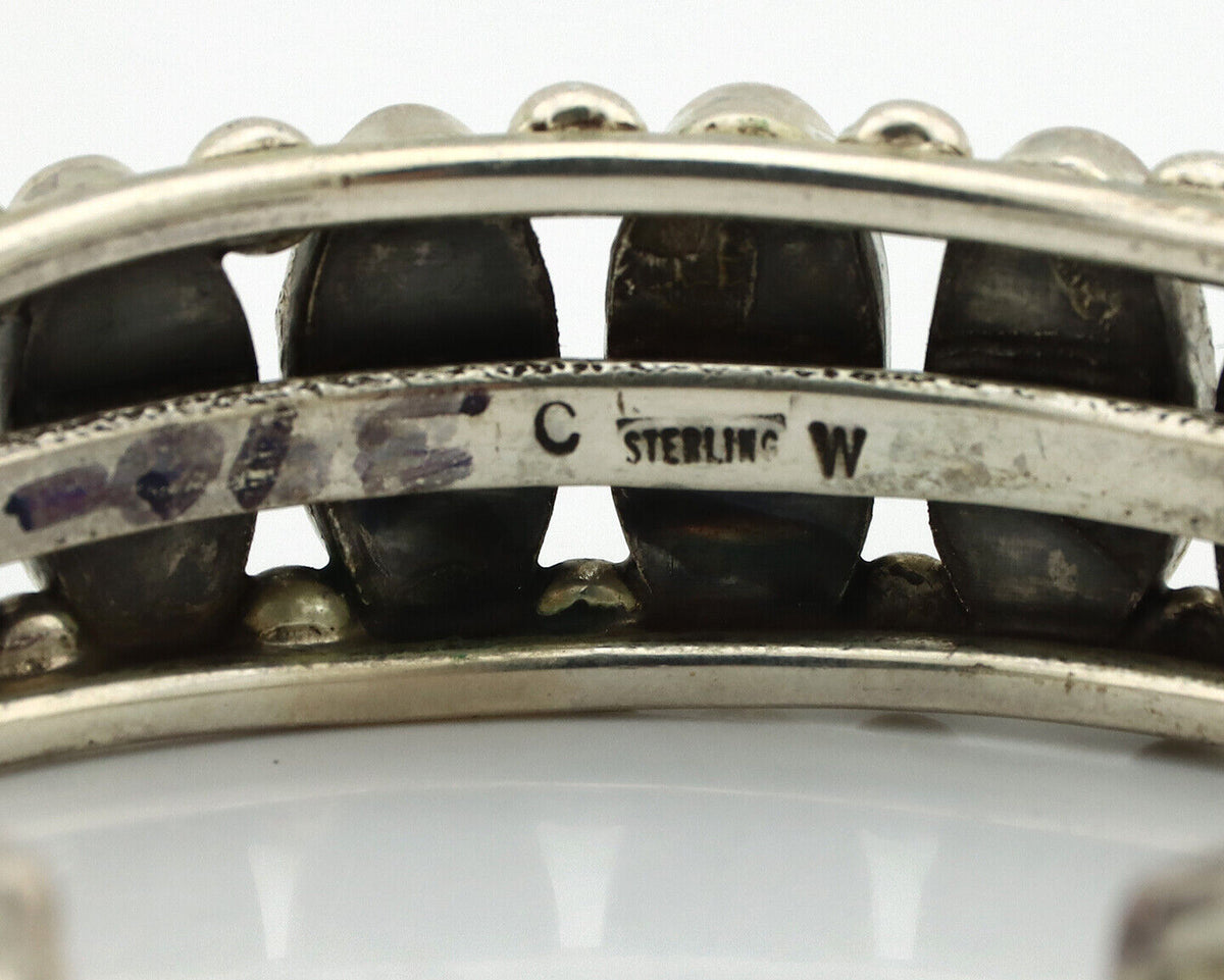 Women's Navajo .925 Silver Turquoise Mountain Signed Artist CW C.80's