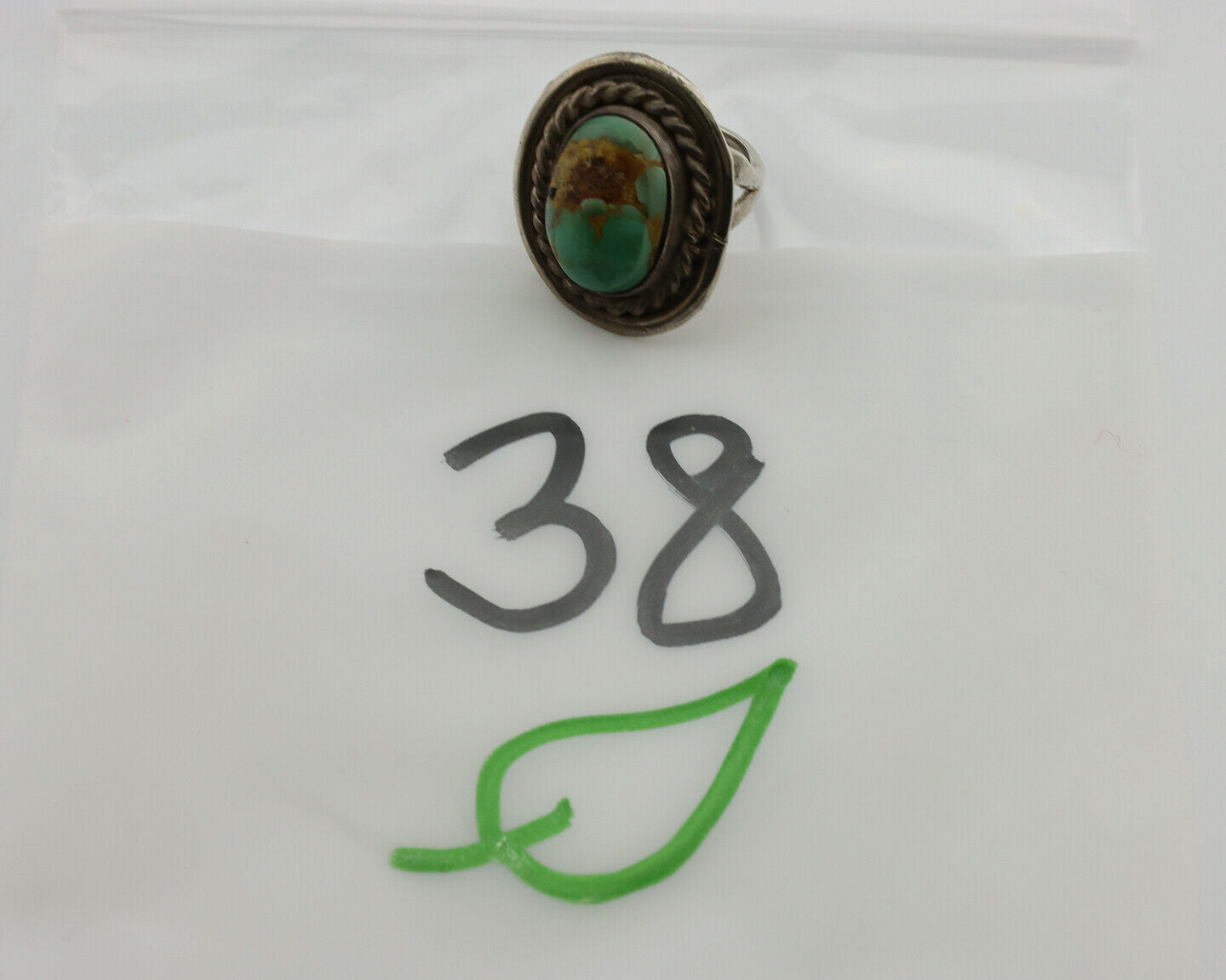 Navajo Ring .925 Silver Royston Turquoise Native American Artist C.1980's