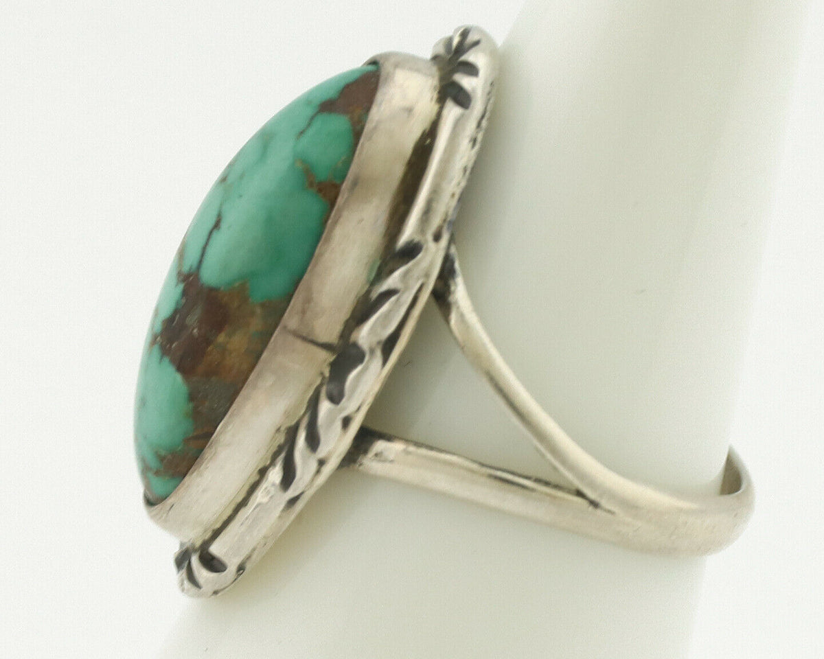 Navajo Ring .925 Silver Natural Turquoise Artist Signed Native American C.80's