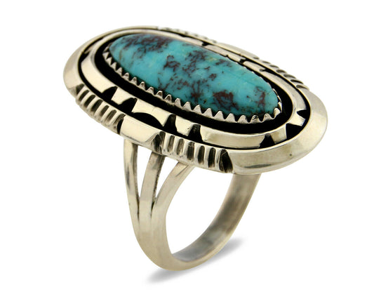 Navajo Ring .925 Silver Bisbee Turquoise Artist William Denetdale Circa 80's