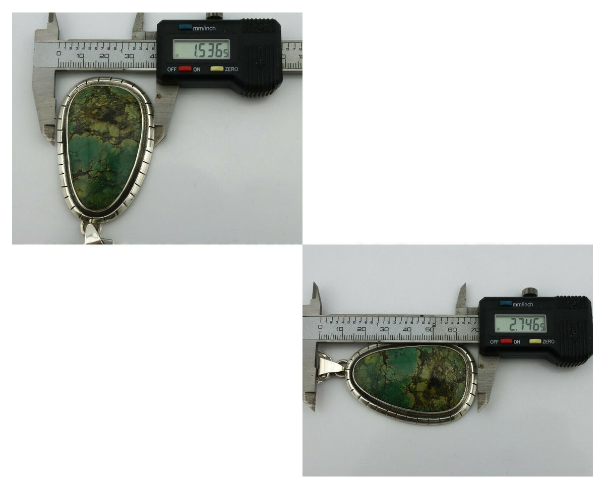 Navajo Pendant .925 Silver Green Turquoise Native American C.80's