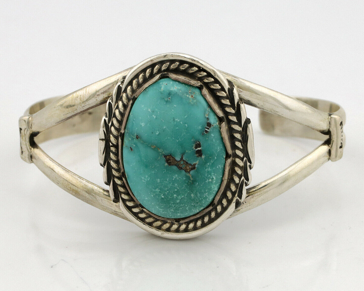 Navajo Bracelet .925 Silver Royston Turquoise Signed Apache Manufacturing C.80's