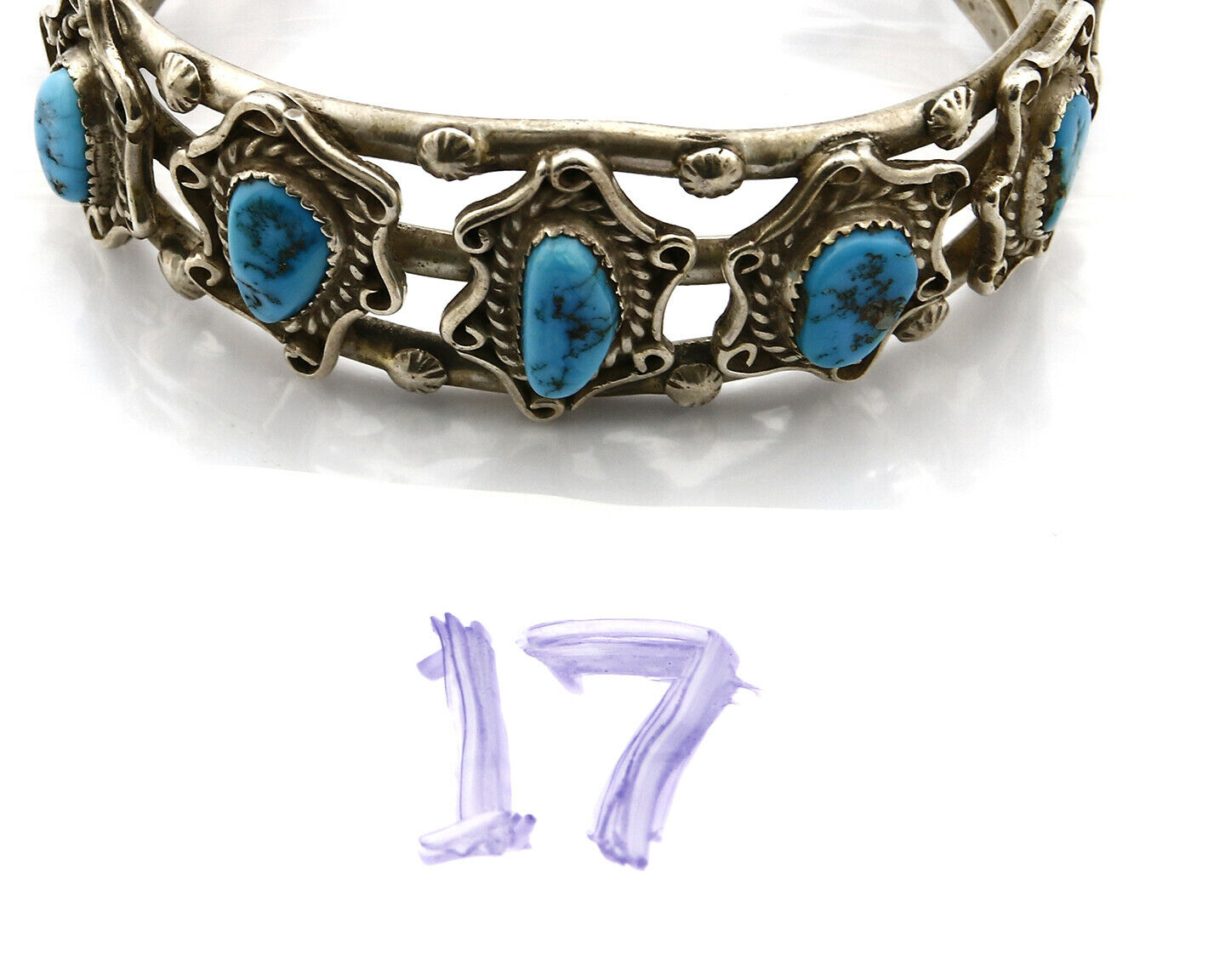 Women's Old Pawn Bracelet Handmade .925 Silver Natural Turquoise Cuff C.70s-80s