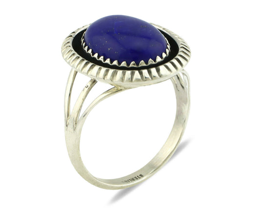 Navajo Ring .925 Silver Natural Lapis Lazuli Native American Artist C.80's