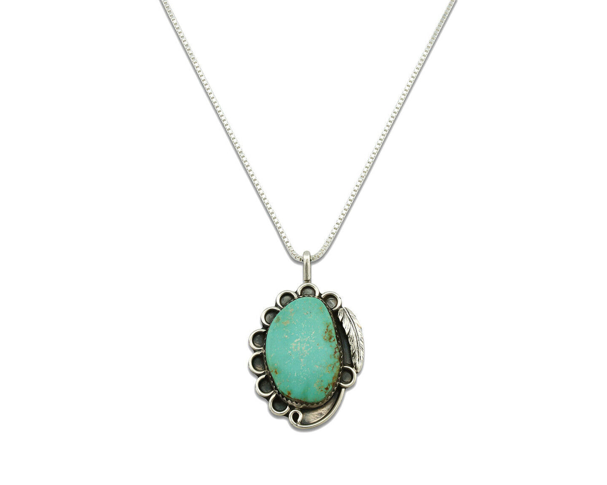 Navajo Necklace .925 Silver Kingman Turquoise Native Artist C.1980's