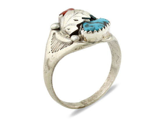 Navajo Ring .925 Silver Sleeping Beauty Turquoise Native Artist C.1980's