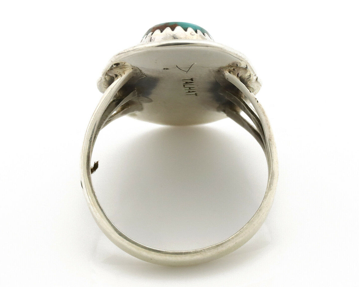 Navajo Ring .925 Silver Blue Gem Turquoise Native American Artist C.80's