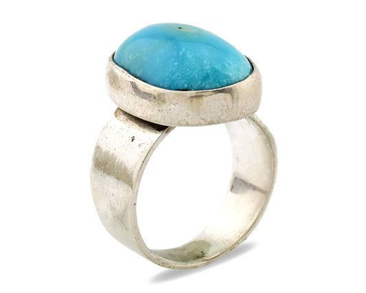 Navajo Ring .925 Silver Blue Turquoise Artist Signed C Montoya C.80's