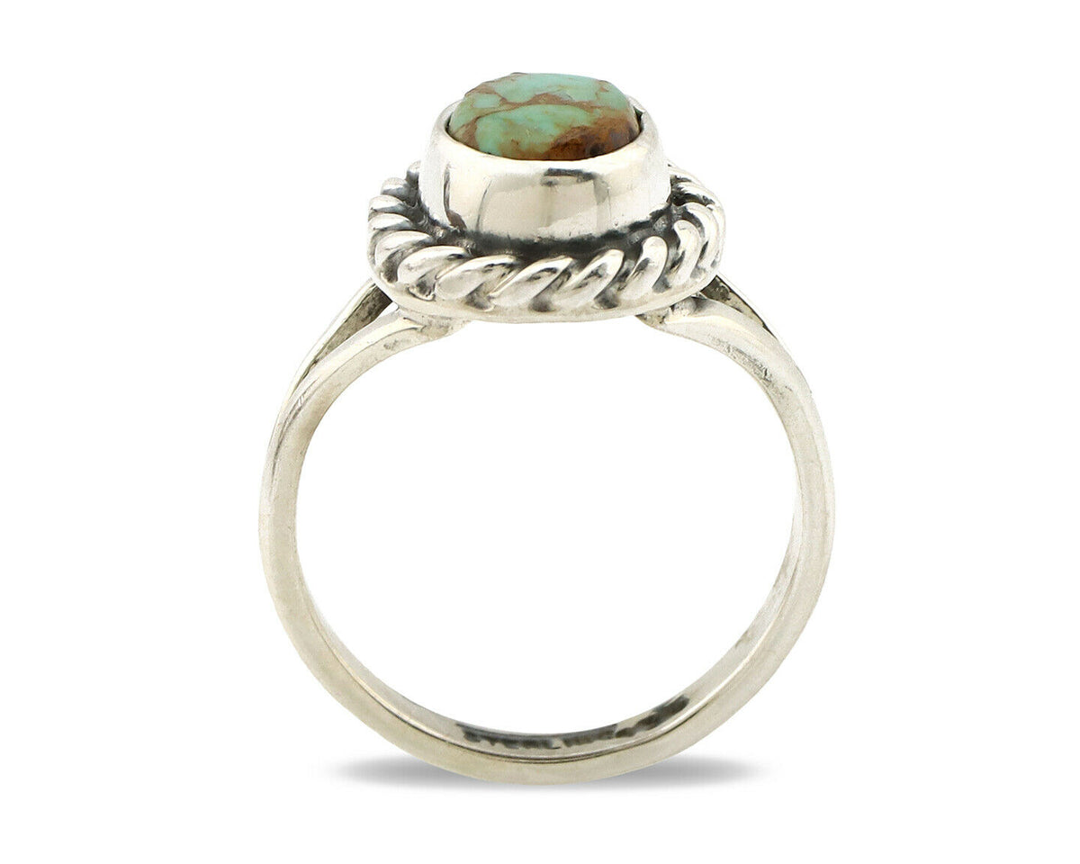 Navajo Ring .925 Silver Kingman Turquoise Artist Signed Gecko C.90's